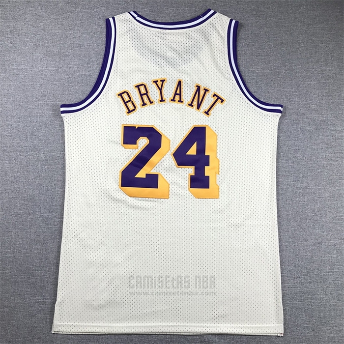 Camiseta Los Angeles Lakers Kobe Bryant #24 Mitchell & Ness Chainstitch Crema